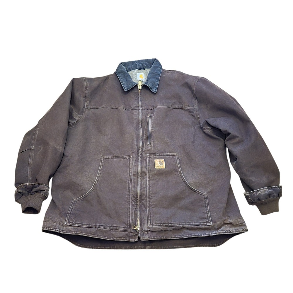 Carhartt Y2K Sandstone Ridge Coat Men 2XL Dark Brown C61-DKB Sherpa Lined Jacket